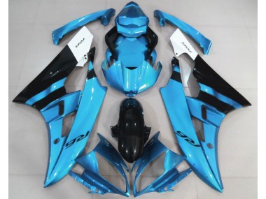 Gloss Light Blue and Black 2006-2007 Yamaha R6 Motorcycle Fairings