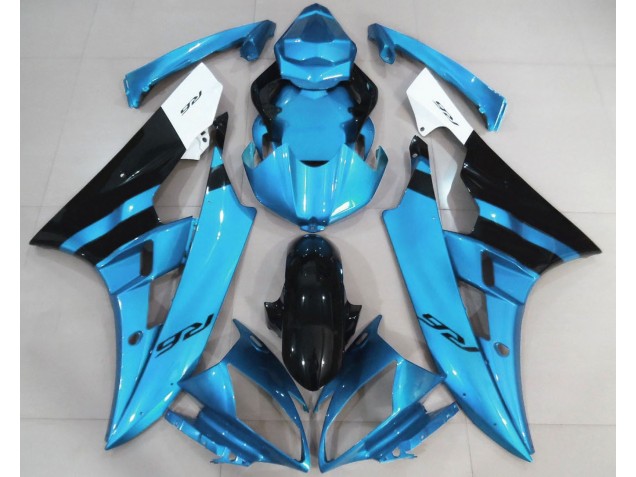 Gloss Light Blue and Black 2006-2007 Yamaha R6 Motorcycle Fairings