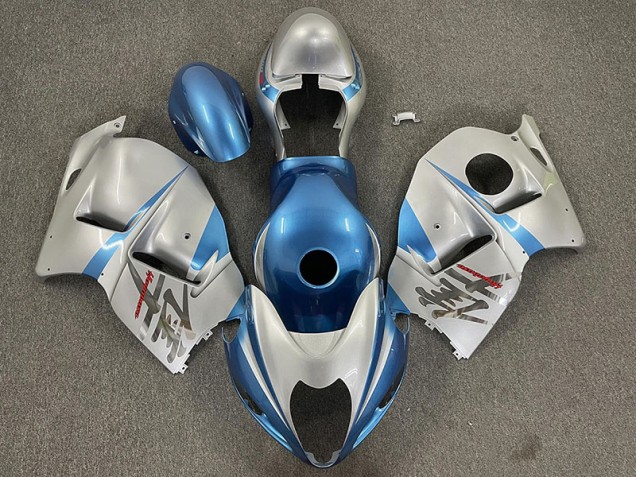 Gloss Light Blue and Silver 1997-2007 Suzuki GSXR 1300 Motorcycle Fairings Gloss Light Blue and Silver 1997-2007 Suzuki GSXR 1300 Motorcycle Fairings