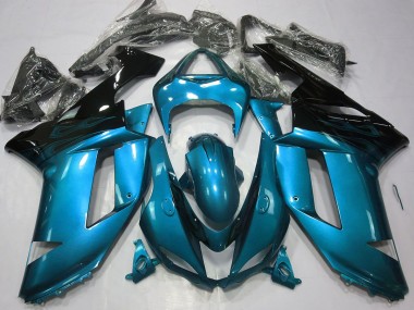 Gloss Light Blue & Black 2007-2008 Kawasaki ZX6R Motorcycle Fairings