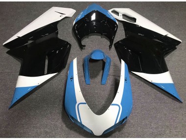 Gloss Light Blue White and Black 2007-2012 Ducati 848 1098 1198 Motorcycle Fairings