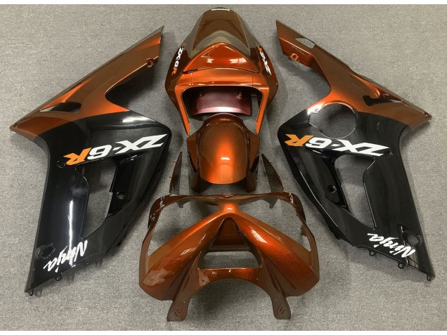 Gloss Orange and Black 2003-2004 Kawasaki ZX6R Motorcycle Fairings Gloss Orange and Black 2003-2004 Kawasaki ZX6R Motorcycle Fairings