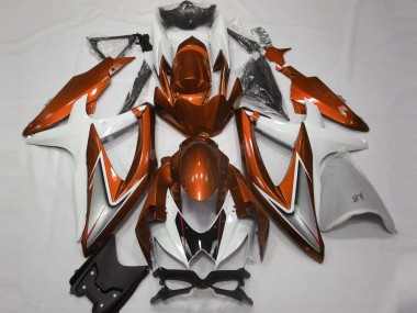 Gloss Orange and White 2008-2010 Suzuki GSXR 600-750 Motorcycle Fairings
