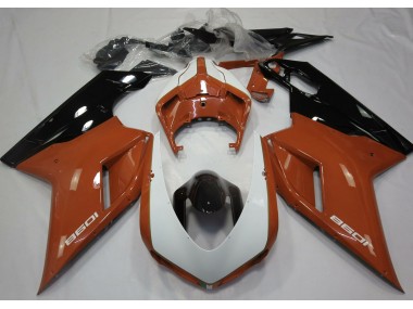 Gloss Orange & White 2007-2012 Ducati 848 1098 1198 Motorcycle Fairings