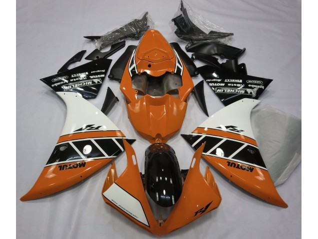 Gloss Orange White and Black 2013-2014 Yamaha R1 Motorcycle Fairings Gloss Orange White and Black 2013-2014 Yamaha R1 Motorcycle Fairings