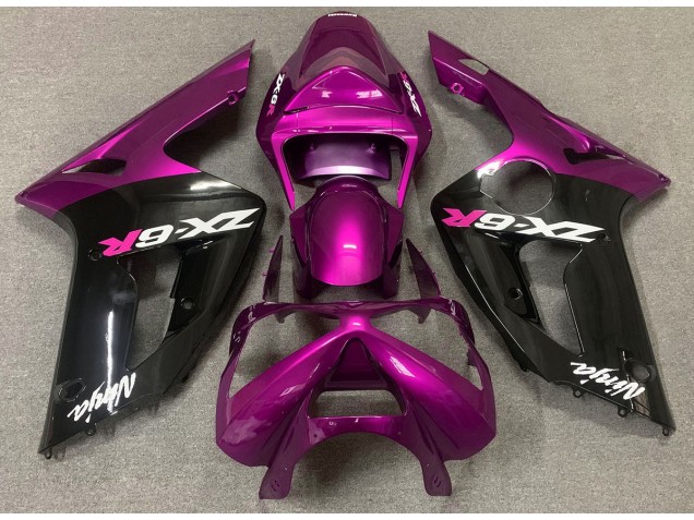 Gloss Pink and Black 2003-2004 Kawasaki ZX6R Motorcycle Fairings Gloss Pink and Black 2003-2004 Kawasaki ZX6R Motorcycle Fairings