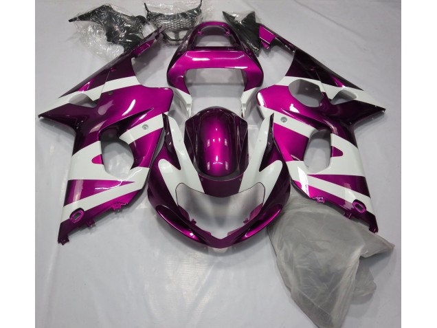Gloss Pink & White 2000-2002 Suzuki GSXR 1000 Motorcycle Fairings Gloss Pink & White 2000-2002 Suzuki GSXR 1000 Motorcycle Fairings