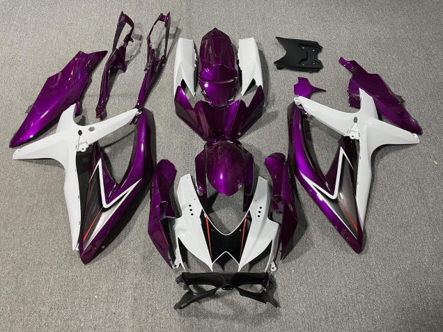 Gloss Purple and White 2008-2010 Suzuki GSXR 600-750 Motorcycle Fairings Gloss Purple and White 2008-2010 Suzuki GSXR 600-750 Motorcycle Fairings
