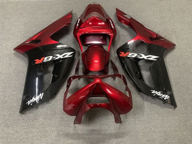 Gloss Red and Black 2003-2004 Kawasaki ZX6R Motorcycle Fairings Gloss Red and Black 2003-2004 Kawasaki ZX6R Motorcycle Fairings