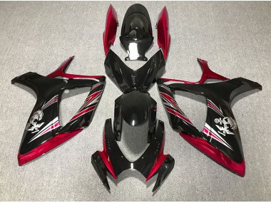 Gloss Red and Black Design 2006-2007 Suzuki GSXR 600-750 Motorcycle Fairings