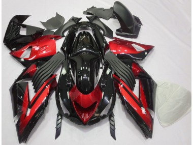 Gloss Red and Black Plain 2006-2011 Kawasaki ZX14R Motorcycle Fairings