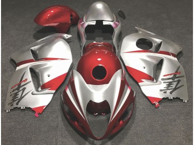 Gloss Red and Silver 1997-2007 Suzuki GSXR 1300 Motorcycle Fairings