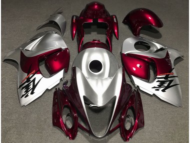 Gloss Red and Silver 2008-2019 Suzuki GSXR 1300 Motorcycle Fairings