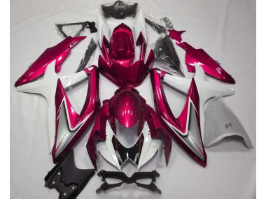 Gloss Red and White 2008-2010 Suzuki GSXR 600-750 Motorcycle Fairings