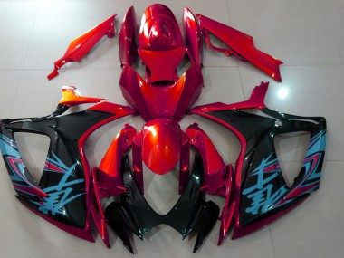 Gloss Red & Black 2006-2007 Suzuki GSXR 600-750 Motorcycle Fairings