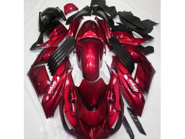 Gloss Red & Flame 2006-2011 Kawasaki ZX14R Motorcycle Fairings
