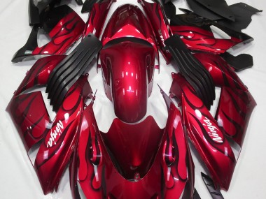 Gloss Red & Flame 2006-2011 Kawasaki ZX14R Motorcycle Fairings