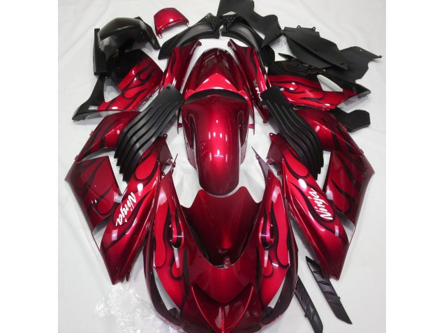 Gloss Red & Flame 2006-2011 Kawasaki ZX14R Motorcycle Fairings Gloss Red & Flame 2006-2011 Kawasaki ZX14R Motorcycle Fairings