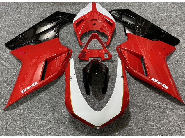 Gloss Red & White (848 Sticker) 2007-2012 Ducati 848 1098 1198 Motorcycle Fairings