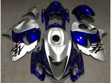 Gloss Silver and Blue 2008-2019 Suzuki GSXR 1300 Motorcycle Fairings