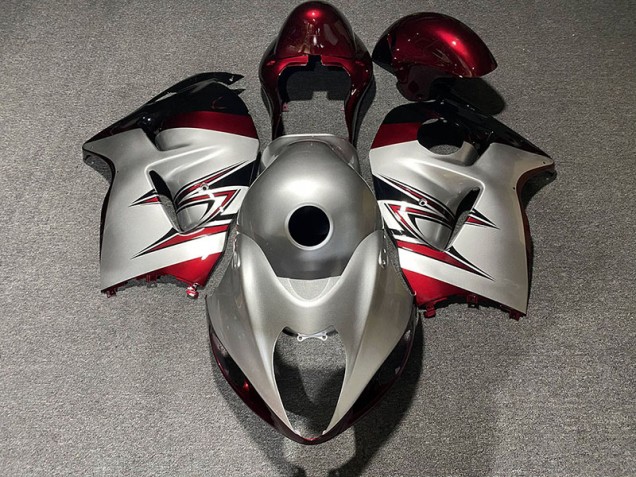 Gloss Silver and Candy Red 1997-2007 Suzuki GSXR 1300 Motorcycle Fairings Gloss Silver and Candy Red 1997-2007 Suzuki GSXR 1300 Motorcycle Fairings