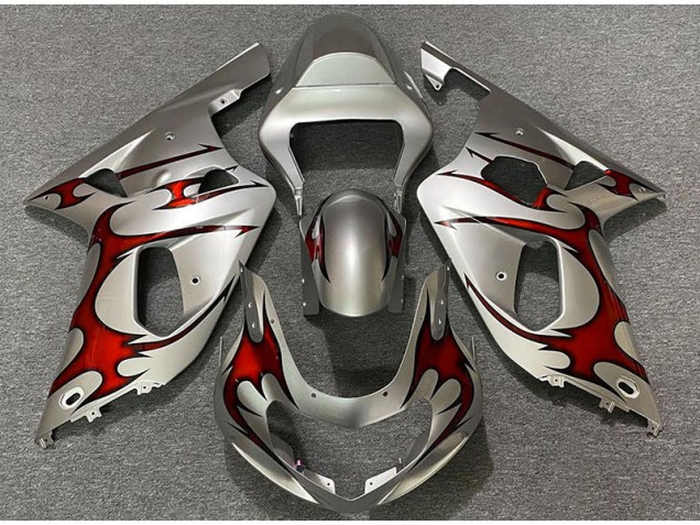 Gloss Silver & Red 2001-2003 Suzuki GSXR 600-750 Motorcycle Fairings Gloss Silver & Red 2001-2003 Suzuki GSXR 600-750 Motorcycle Fairings