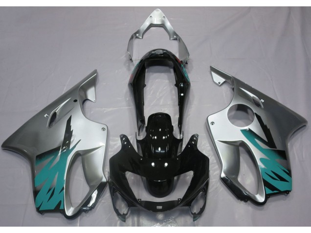 Gloss Silver & Teal 1999-2000 Honda CBR600 F4 Motorcycle Fairings Gloss Silver & Teal 1999-2000 Honda CBR600 F4 Motorcycle Fairings
