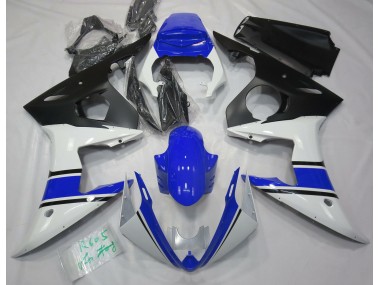 Gloss White and Blue 2003-2005 Yamaha R6 Motorcycle Fairings