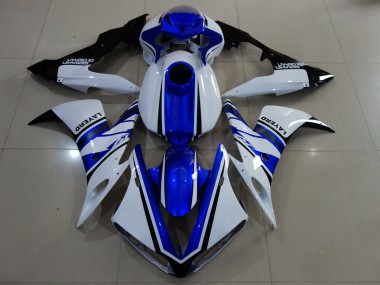 Gloss White and Blue 2004-2006 Yamaha R1 Motorcycle Fairings