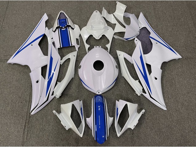 Gloss White and Blue 2008-2016 Yamaha R6 Motorcycle Fairings Gloss White and Blue 2008-2016 Yamaha R6 Motorcycle Fairings