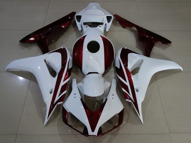 Gloss White and Deep Red 2006-2007 Honda CBR1000RR Motorcycle Fairings Gloss White and Deep Red 2006-2007 Honda CBR1000RR Motorcycle Fairings