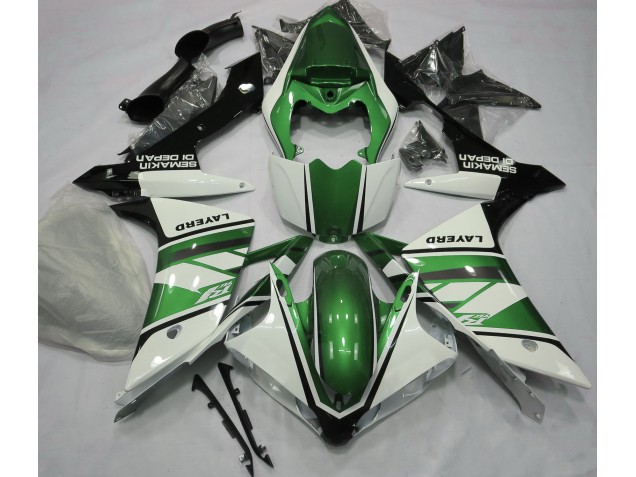 Gloss White and Green 2007-2008 Yamaha R1 Motorcycle Fairings Gloss White and Green 2007-2008 Yamaha R1 Motorcycle Fairings
