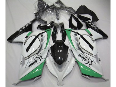 Gloss White and Green 2013-2018 Kawasaki Ninja 300 Motorcycle Fairings