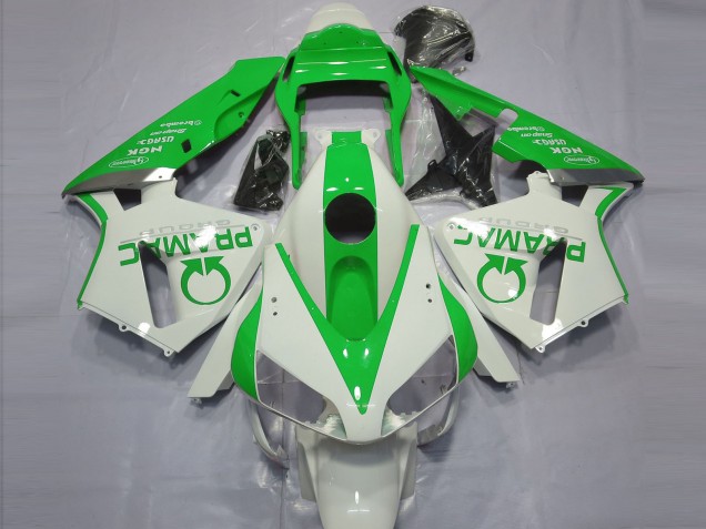 Gloss White and Green PRAMAC 2003-2004 Honda CBR600RR Motorcycle Fairings Gloss White and Green PRAMAC 2003-2004 Honda CBR600RR Motorcycle Fairings