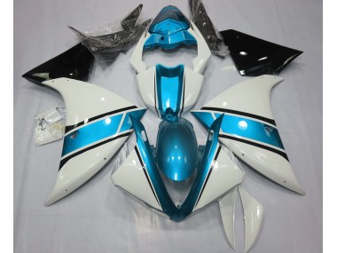 Gloss White and Light Blue 2009-2012 Yamaha R1 Motorcycle Fairings
