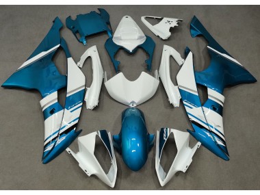 Gloss White and Light Blue OEM Style 2008-2016 Yamaha R6 Motorcycle Fairings