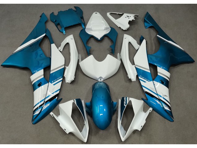 Gloss White and Light Blue OEM Style 2008-2016 Yamaha R6 Motorcycle Fairings Gloss White and Light Blue OEM Style 2008-2016 Yamaha R6 Motorcycle Fairings
