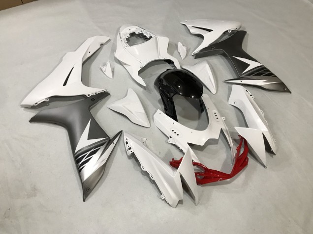 Gloss White and Matte Silver 2011-2020 Suzuki GSXR 600-750 Motorcycle Fairings Gloss White and Matte Silver 2011-2020 Suzuki GSXR 600-750 Motorcycle Fairings