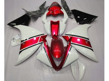Gloss White and Metallic Red 2009-2012 Yamaha R1 Motorcycle Fairings