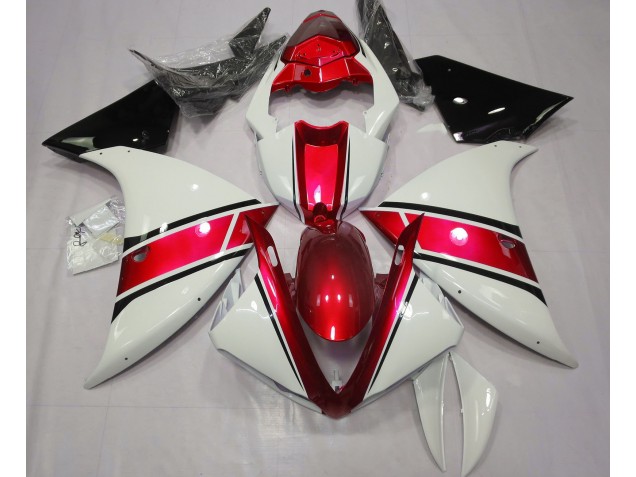 Gloss White and Metallic Red 2009-2012 Yamaha R1 Motorcycle Fairings Gloss White and Metallic Red 2009-2012 Yamaha R1 Motorcycle Fairings