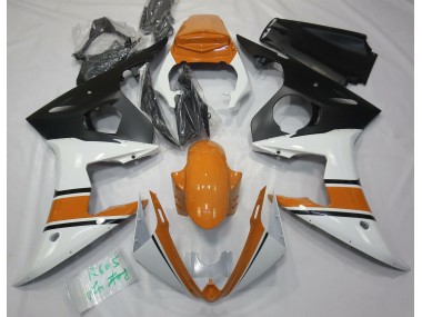 Gloss White and Orange 2003-2005 Yamaha R6 Motorcycle Fairings