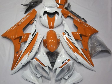 Gloss White and Orange 2006-2007 Yamaha R6 Motorcycle Fairings
