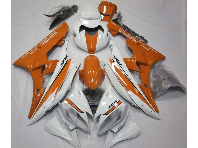Gloss White and Orange 2006-2007 Yamaha R6 Motorcycle Fairings Gloss White and Orange 2006-2007 Yamaha R6 Motorcycle Fairings