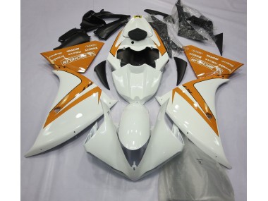 Gloss White and Orange 2013-2014 Yamaha R1 Motorcycle Fairings