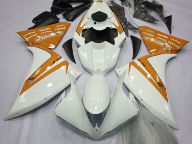 Gloss White and Orange 2013-2014 Yamaha R1 Motorcycle Fairings