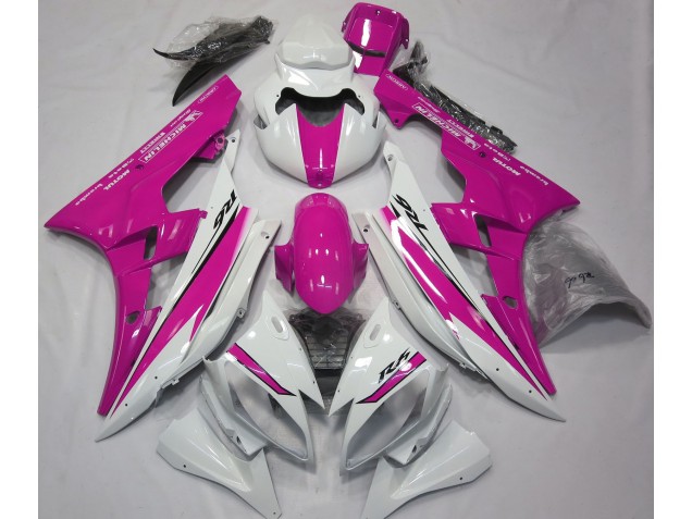 Gloss White and Pink 2006-2007 Yamaha R6 Motorcycle Fairings Gloss White and Pink 2006-2007 Yamaha R6 Motorcycle Fairings