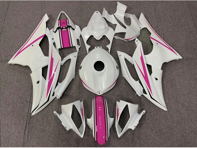 Gloss White and Pink 2008-2016 Yamaha R6 Motorcycle Fairings Gloss White and Pink 2008-2016 Yamaha R6 Motorcycle Fairings