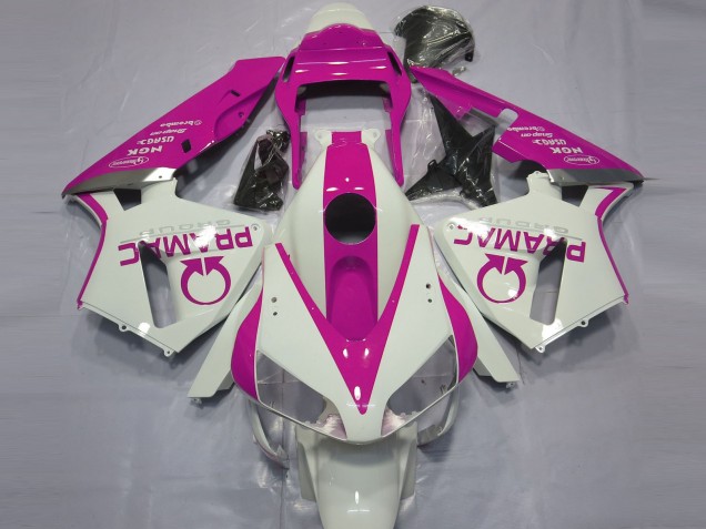 Gloss White and Pink PRAMAC 2003-2004 Honda CBR600RR Motorcycle Fairings Gloss White and Pink PRAMAC 2003-2004 Honda CBR600RR Motorcycle Fairings