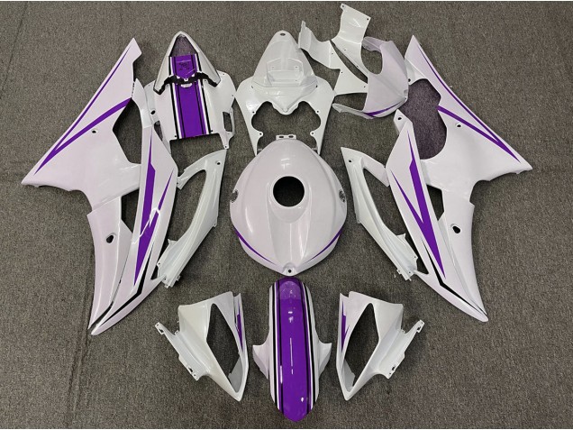 Gloss White and Purple 2008-2016 Yamaha R6 Motorcycle Fairings Gloss White and Purple 2008-2016 Yamaha R6 Motorcycle Fairings