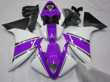 Gloss White and Purple 2009-2012 Yamaha R1 Motorcycle Fairings